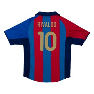 Retro Barcelona Hemma Fotbollströja RIVALDO #10 2001/02