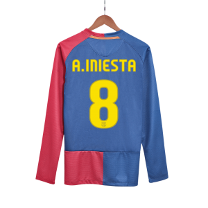 Retro Barcelona Hemma Fotbollströja A.INIESTA #8 2008/09 långärmad - UCL Final