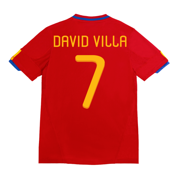 DAVID VILLA #7 Spanien Hemma Fotbollströjor 2010 Retro