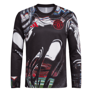 Manchester United Tröja 2025/26 Före match Långärmad Svart