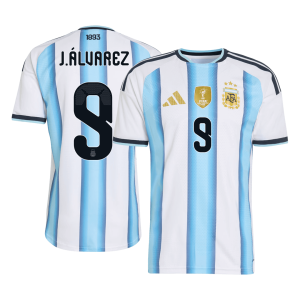 Argentina Tröja J.ÁLVAREZ #9 2026 Hemma Autentisk Blå & Vit - World Cup 2026
