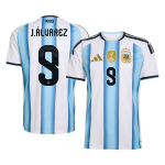 Argentina Tröja J.ÁLVAREZ #9 2026 Hemma Blå & Vit - World Cup 2026