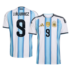 Argentina Tröja J.ÁLVAREZ #9 2026 Hemma Blå & Vit - World Cup 2026