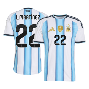 Argentina Tröja L.MARTÍNEZ #22 2026 Hemma Autentisk Blå & Vit - World Cup 2026