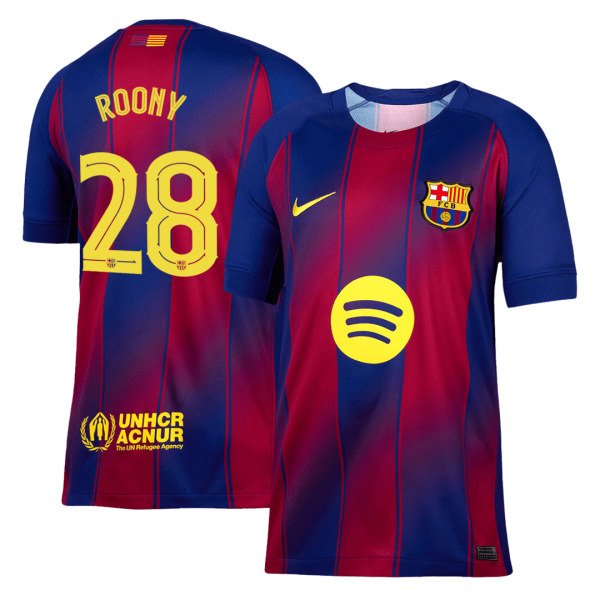 ROONY #28 Barcelona Tröja 2025/26 Hemma Premium Röd & Blå - UCL