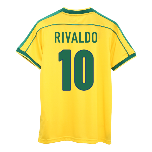 RIVALDO #10 Brasilien Hemmatröja 1998 Retro
 Gul