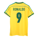 RONALDO #9 Brasilien Hemmatröja 1998 Retro
 Gul