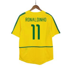 RONALDINHO #11 Brasilien Hemmatröja 2002/03 Retro
 Gul