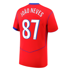 PSG Tröja JOÃO NEVES #87 2025/26 Tredje Röd